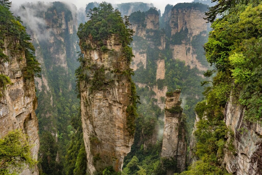 Voyage en Chine en 2025 - Visiter le parc national de Zhangjiajie - nombreux piliers rocheux dans le parc de zhangjiajie - Agence de voyage NostalAsie ANN